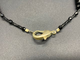 Vintage Black Onyx Stone Bead Sterling Silver Necklace 17” 29Gs